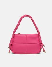 r1103 lina twist örgü saplı kadın çantası  fuşya