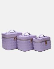 r1182 luxe mirror 3 lü makyaj çantası seti lila