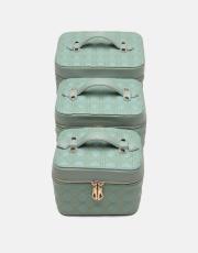 r1182 luxe mirror 3 lü makyaj çantası seti mint yeşili 2