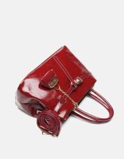 r1303 noir elegance tote kadın çantası rugan bordo 3