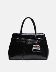 r1303 noir elegance tote kadın çantası siyah rugan