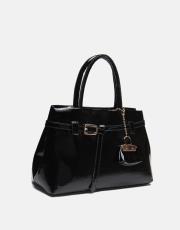 r1303 noir elegance tote kadın çantası siyah rugan 2