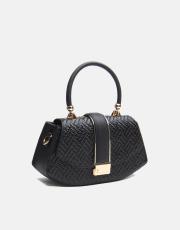 r1130 flora özel tasarım kilitli kadın çantası siyah 2