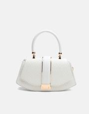 r1130 flora özel tasarım kilitli kadın çantası beyaz