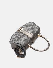 r1130 flora özel tasarım kilitli kadın çantası platin 3