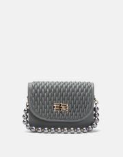 r1031 wanda kapitone desenli inci saplı kadın çantası gri 2