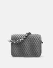 r1031 wanda kapitone desenli inci saplı kadın çantası gri 3