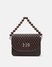 r1031 wanda kapitone desenli inci saplı kadın çantası kahve