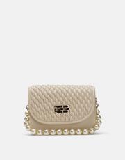 r1031 wanda kapitone desenli inci saplı kadın çantası krem 2