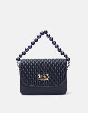 r1031 wanda kapitone desenli inci saplı kadın çantası lacivert
