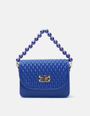 r1031 wanda kapitone desenli inci saplı kadın çantası saks mavisi