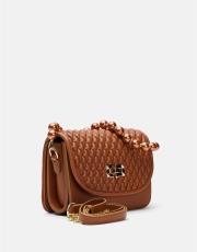 r1031 wanda kapitone desenli inci saplı kadın çantası taba 4