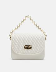 r1031 wanda kapitone desenli inci saplı kadın çantası beyaz