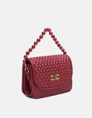 r1031 wanda kapitone desenli inci saplı kadın çantası bordo 2