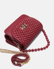 r1031 wanda kapitone desenli inci saplı kadın çantası bordo 4