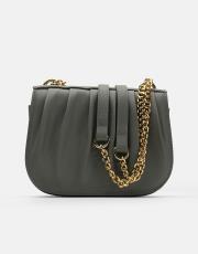 r1110 katty büzgülü hatlara sahip inci saplı deri kadın çanta gri