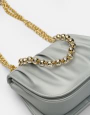 r1110 katty büzgülü hatlara sahip inci saplı deri kadın çanta gümüş 3