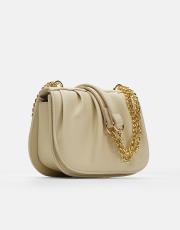 r1110 katty büzgülü hatlara sahip inci saplı deri kadın çanta krem 2