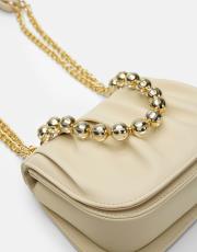 r1110 katty büzgülü hatlara sahip inci saplı deri kadın çanta krem 3