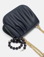 r1110 katty büzgülü hatlara sahip inci saplı deri kadın çanta lacivert 3