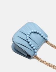 r1110 katty büzgülü hatlara sahip inci saplı deri kadın çanta mavi 3