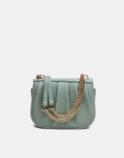 r1110 katty büzgülü hatlara sahip inci saplı deri kadın çanta mint yeşili