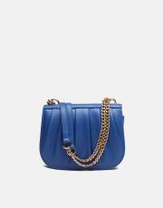 r1110 katty büzgülü hatlara sahip inci saplı deri kadın çanta saks mavisi