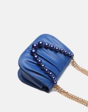 r1110 katty büzgülü hatlara sahip inci saplı deri kadın çanta saks mavisi 3