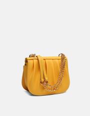 r1110 katty büzgülü hatlara sahip inci saplı deri kadın çanta sarı 2