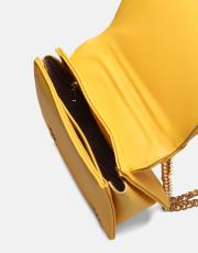 r1110 katty büzgülü hatlara sahip inci saplı deri kadın çanta sarı 4