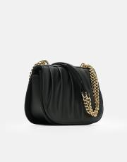 r1110 katty büzgülü hatlara sahip inci saplı deri kadın çanta siyah 2